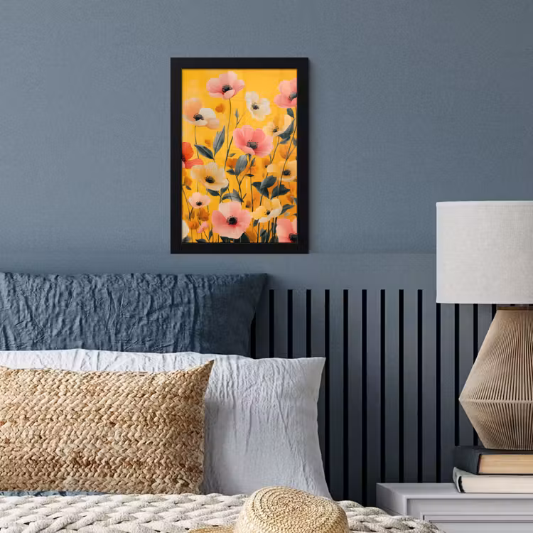 Bloemen - Veld - Geel fotolijst zwart zonder passe partout klein -sfeer3