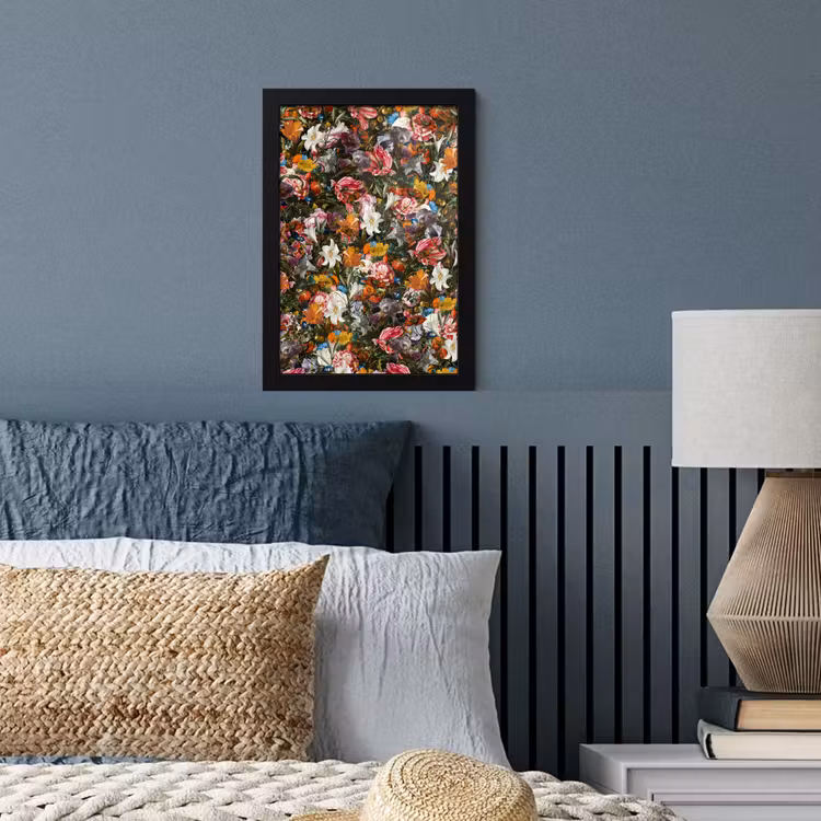 Bloemen - Vlinder - Design - Kunst - Abstract - Schilderij - Oude meesters fotolijst zwart zonder passe partout klein -sfeer3