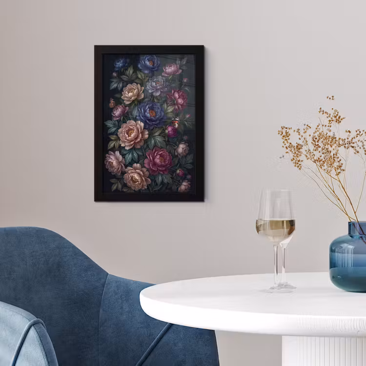 Bloemen - Vlinder - Natuur - Modern - Paars fotolijst zwart zonder passe partout klein -sfeer4