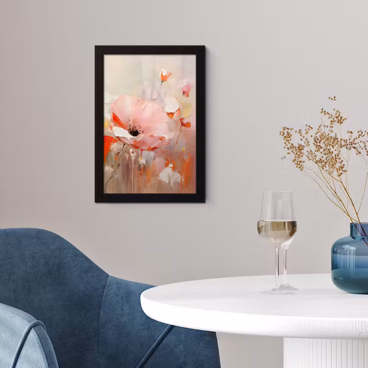 Bloemen - Watercolor - Roze - Abstract - Kunst fotolijst zwart zonder passe partout klein -sfeer4