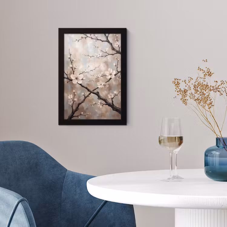 Bloesem - Takken - Schilderij - Beige - Serene fotolijst zwart zonder passe partout klein -sfeer4