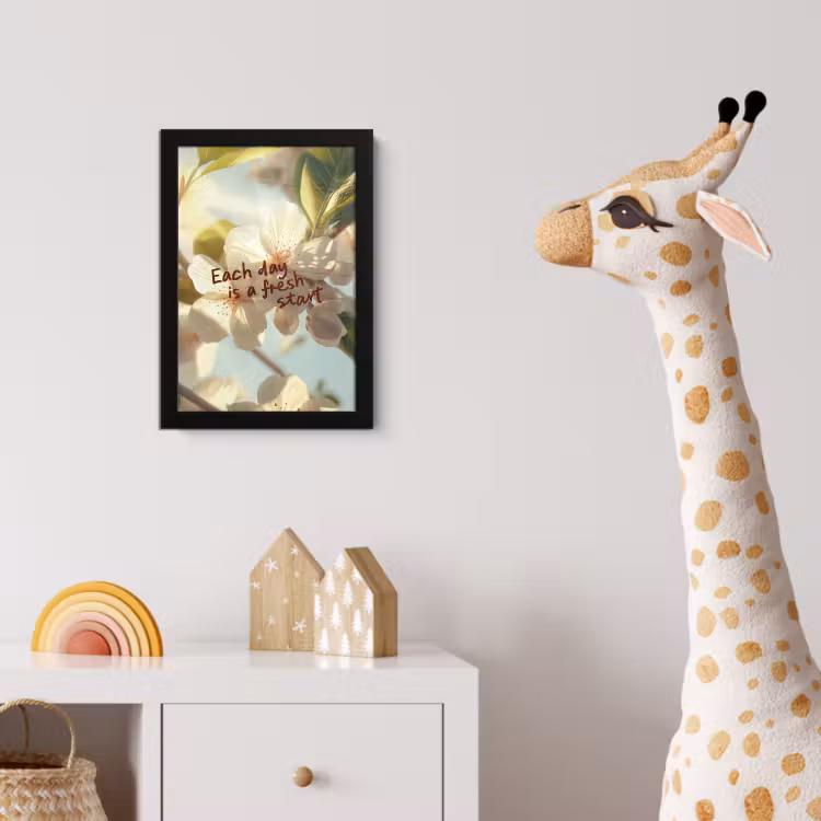 Bloesems - Zonlicht - Quote - Wit fotolijst zwart zonder passe partout klein -usfeer4_kinderkamer