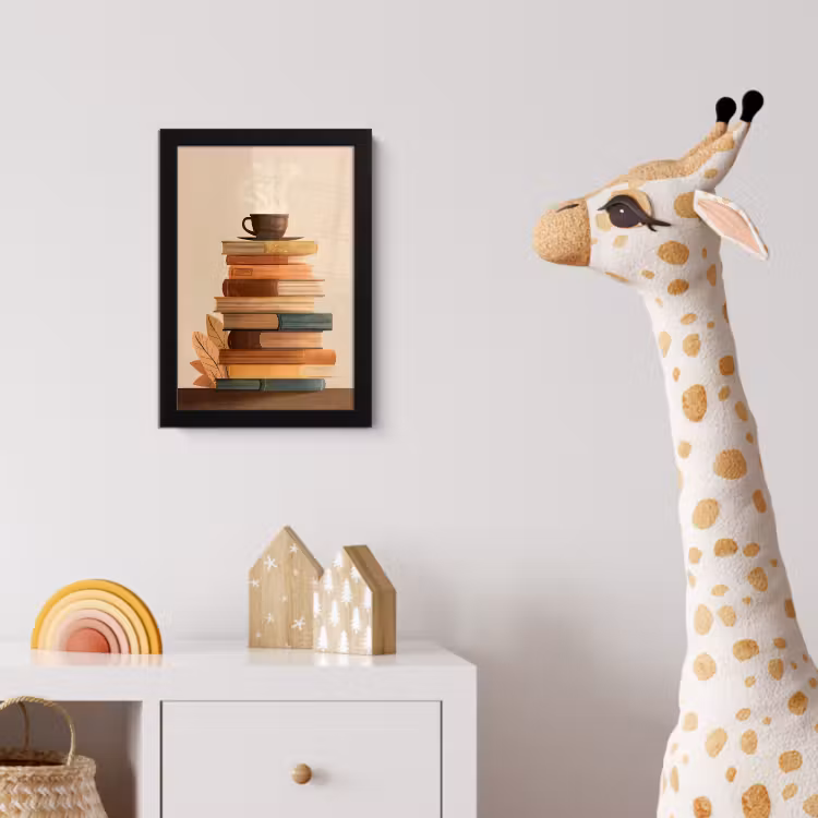 Boeken - Toren - Koffie - Beige fotolijst zwart zonder passe partout klein -usfeer4_kinderkamer