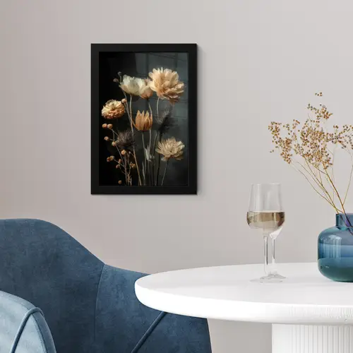 Boeket - Bloemen - Licht - Zwart fotolijst zwart zonder passe partout klein -sfeer4