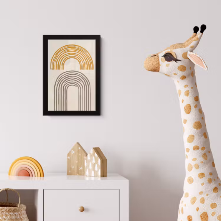 Bogen - Lijnen - Oranje - Minimalistisch fotolijst zwart zonder passe partout klein -usfeer4_kinderkamer