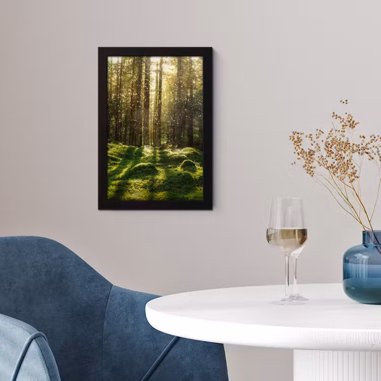 Bomen - Bos - Mos - Planten - Zon - Natuur fotolijst zwart zonder passe partout klein -sfeer4
