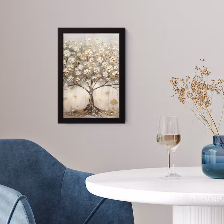 Boom - Beige - Goud - Verflook - Grijs fotolijst zwart zonder passe partout klein -sfeer4