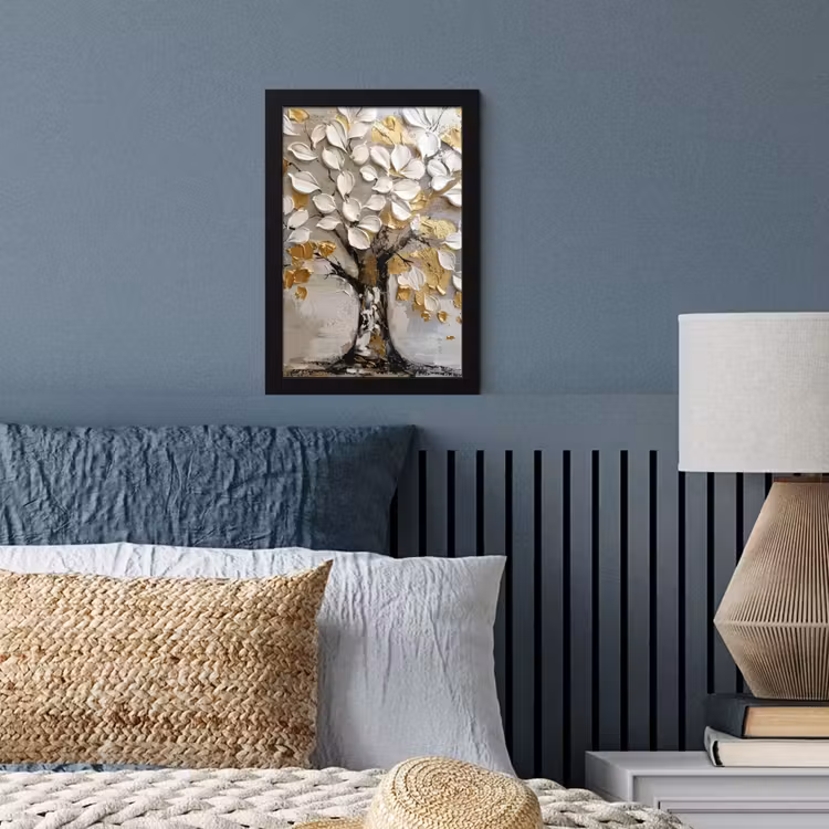 Boom - Beige - Grijs - Goud - Abstract fotolijst zwart zonder passe partout klein -sfeer3