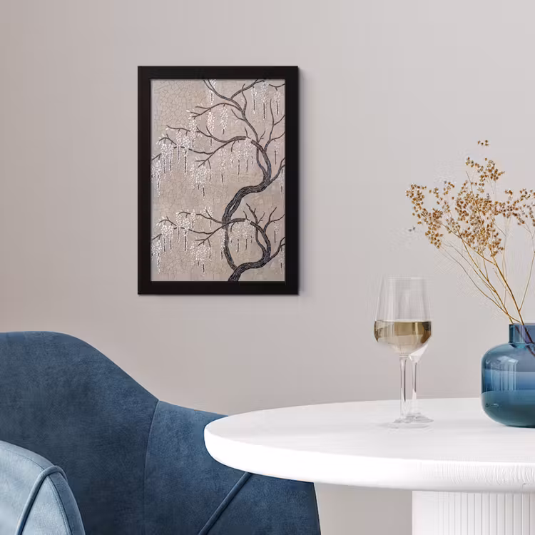 Boom - Bloemen - Mozaïek - Kunst - Wit fotolijst zwart zonder passe partout klein -sfeer4