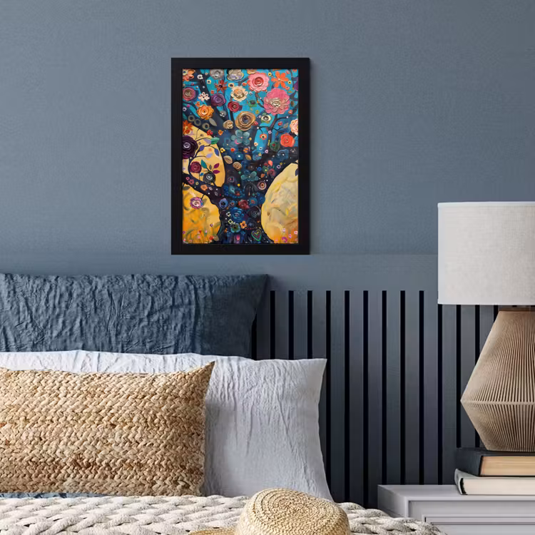 Boom - Levensboom - Kleurrijk - Bloemen - Modern fotolijst zwart zonder passe partout klein -sfeer3