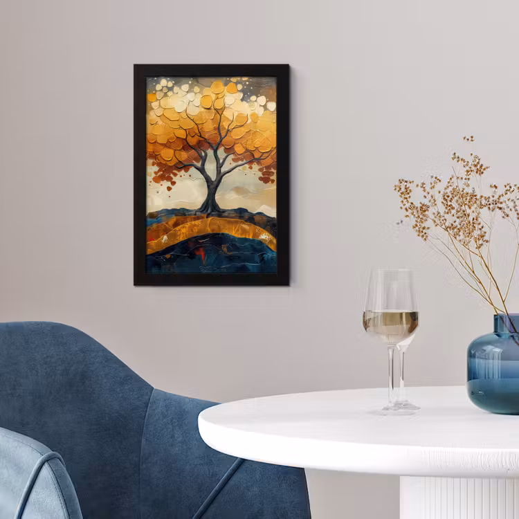 Boom - Natuur - Goud - Modern fotolijst zwart zonder passe partout klein -sfeer4