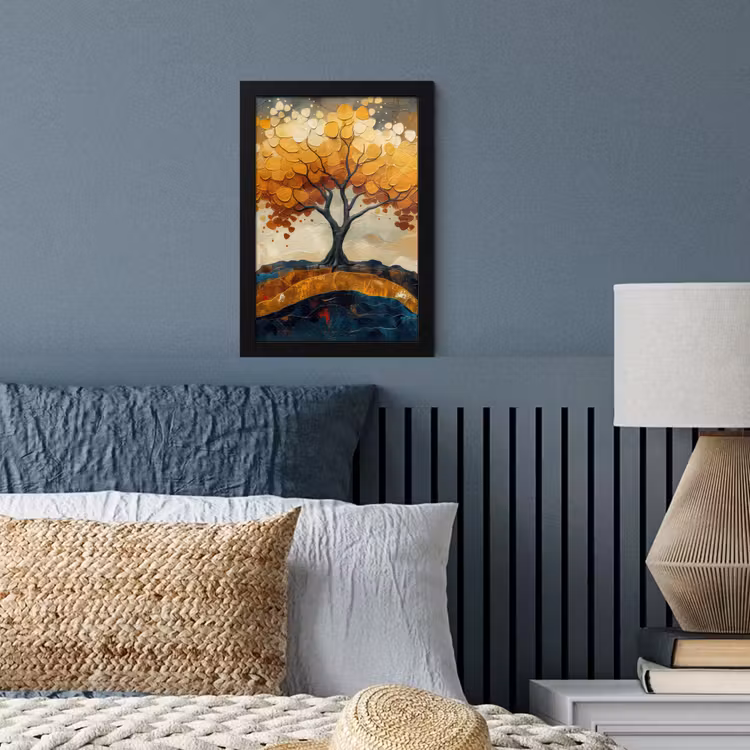 Boom - Natuur - Goud - Modern fotolijst zwart zonder passe partout klein -sfeer3
