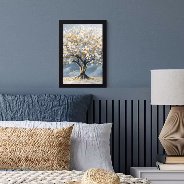 Boom - Winter - Levensboom - Modern - Goud fotolijst zwart zonder passe partout klein -sfeer3