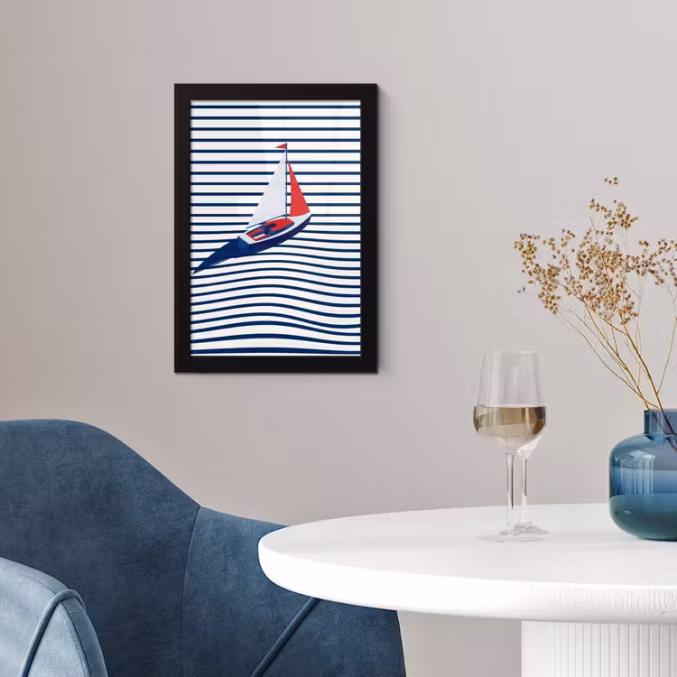 Boot - Water - Abstract - Blauw fotolijst zwart zonder passe partout klein -sfeer4