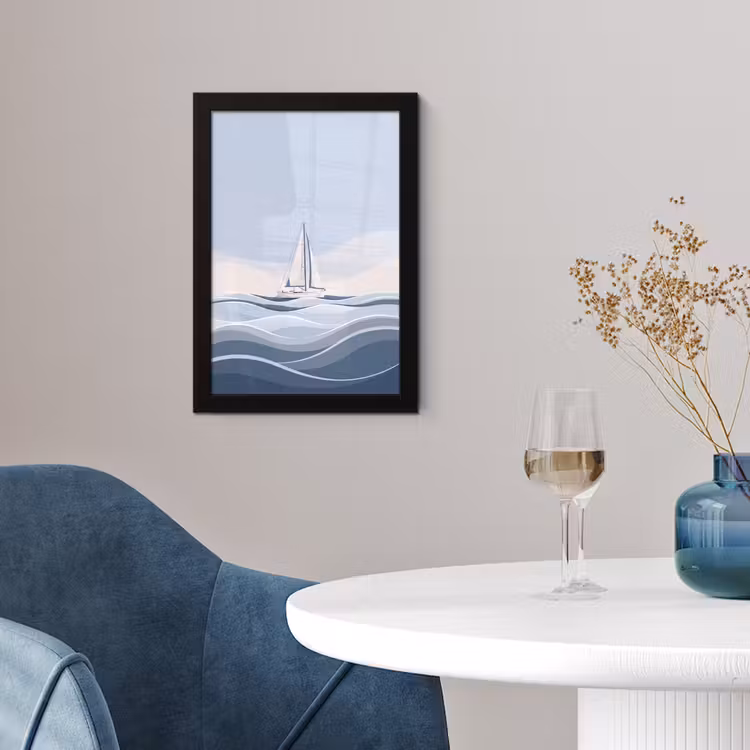 Boot - Zeil - Zee - Modern - Beige fotolijst zwart zonder passe partout klein -sfeer4