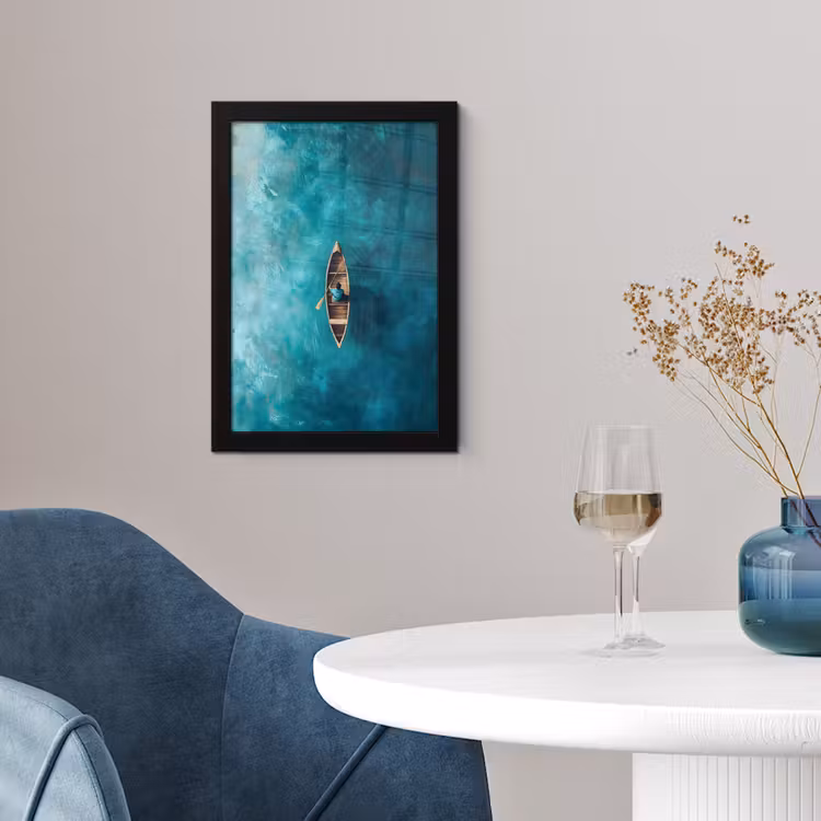 Bootje - Water - Blauw fotolijst zwart zonder passe partout klein -sfeer4