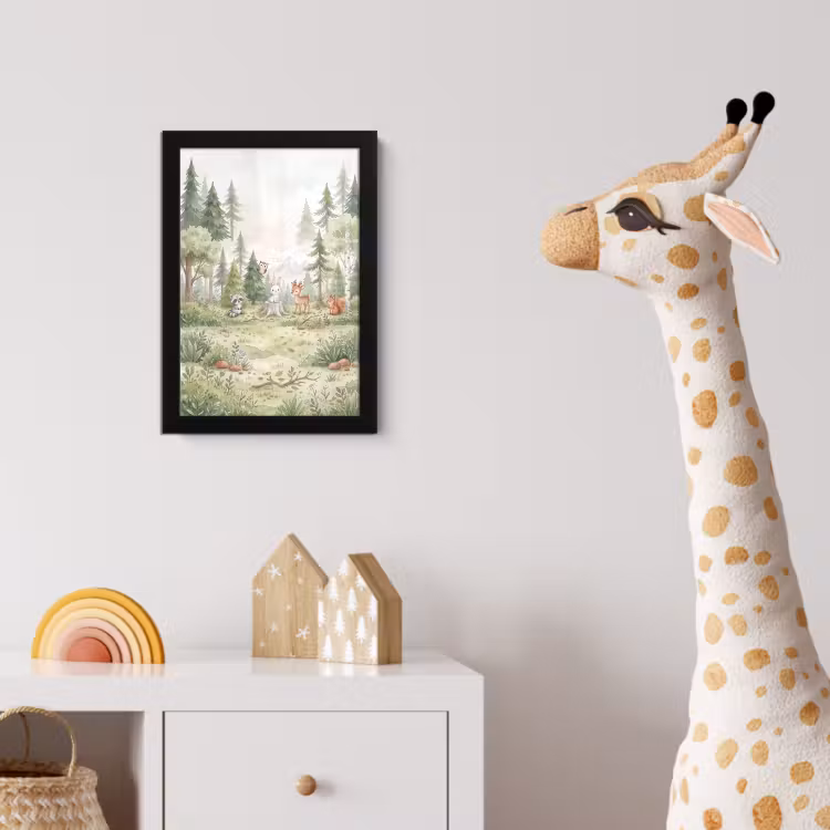 Bos - Dieren - Groen fotolijst zwart zonder passe partout klein -usfeer4_kinderkamer