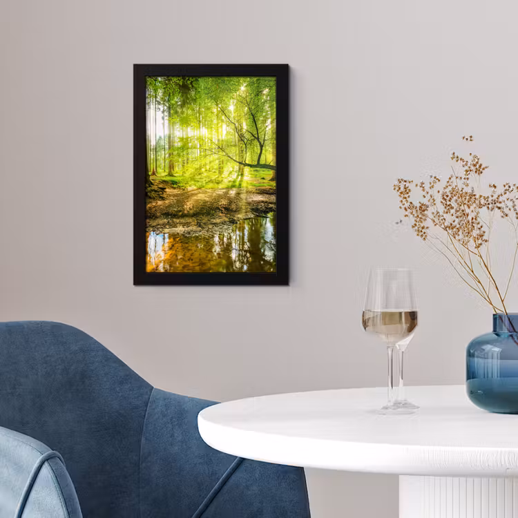 Bos - Landschap - Water - Bomen - Zon - Groen - Natuur fotolijst zwart zonder passe partout klein -sfeer4