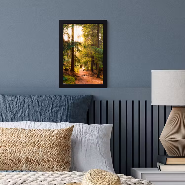 Bos - Pad - Bomen - Groen - Zon - Natuur fotolijst zwart zonder passe partout klein -sfeer3