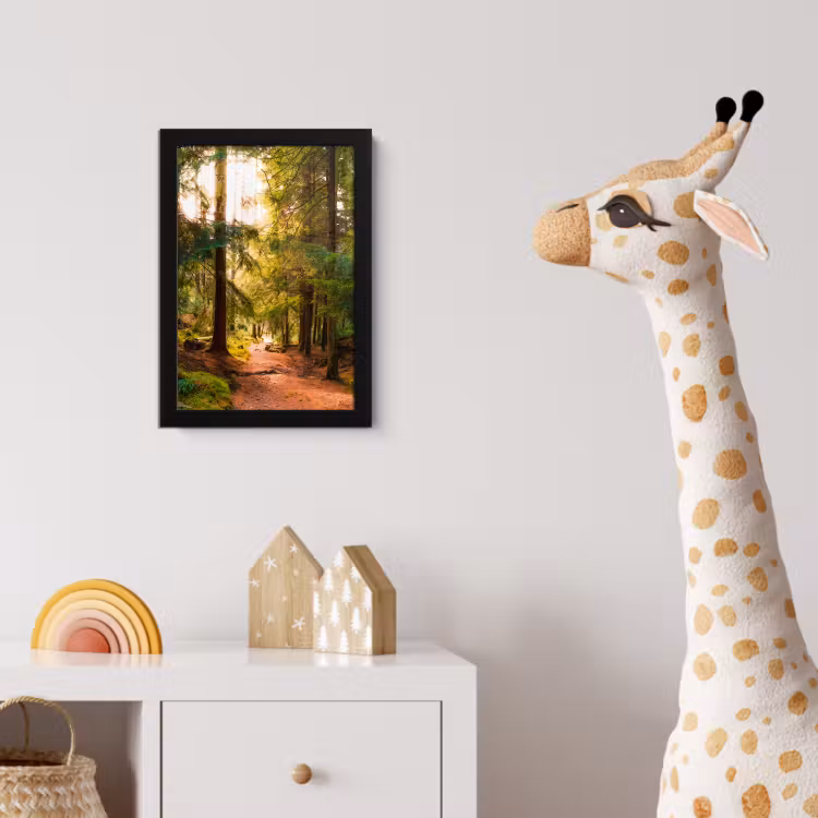 Bos - Pad - Bomen - Groen - Zon - Natuur fotolijst zwart zonder passe partout klein -usfeer4_kinderkamer
