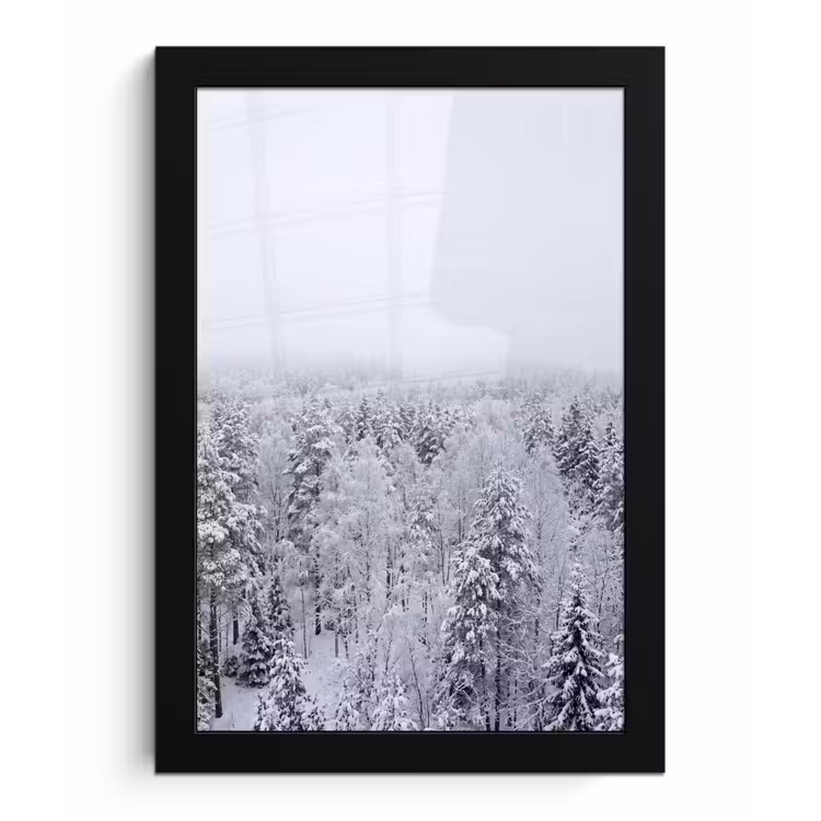 Bos - Sneeuw - Winter - Natuur - Wit fotolijst zwart zonder passe partout klein -3d