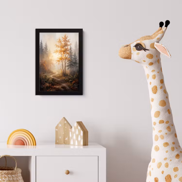 Bospad - Herfstbladeren - Natuur - Schilderachtig - Oranje fotolijst zwart zonder passe partout klein -usfeer4_kinderkamer