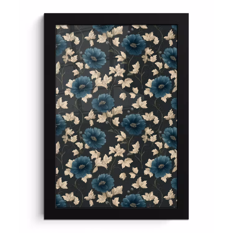 Botanisch - Bloemen - Blauw fotolijst zwart zonder passe partout klein 224 -3d