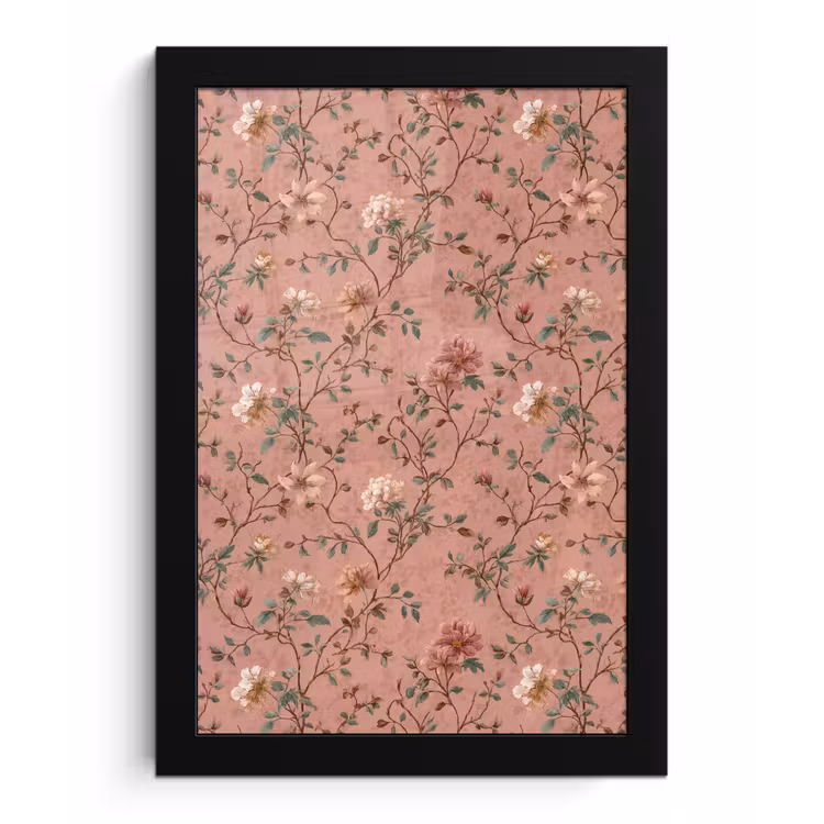 Botanisch - Bloemen - Roze fotolijst zwart zonder passe partout klein 224 -3d