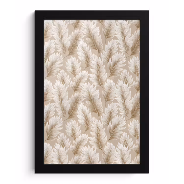 Botanisch - Patroon - Beige fotolijst zwart zonder passe partout klein 224 -3d