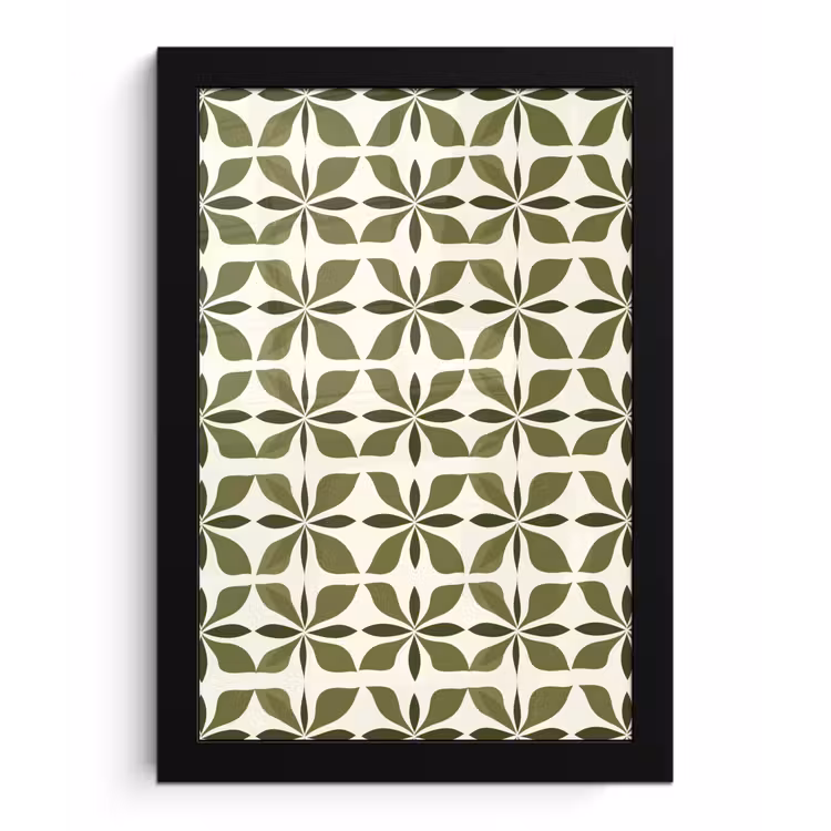 Botanisch - Retro - Groen fotolijst zwart zonder passe partout klein 224 -3d