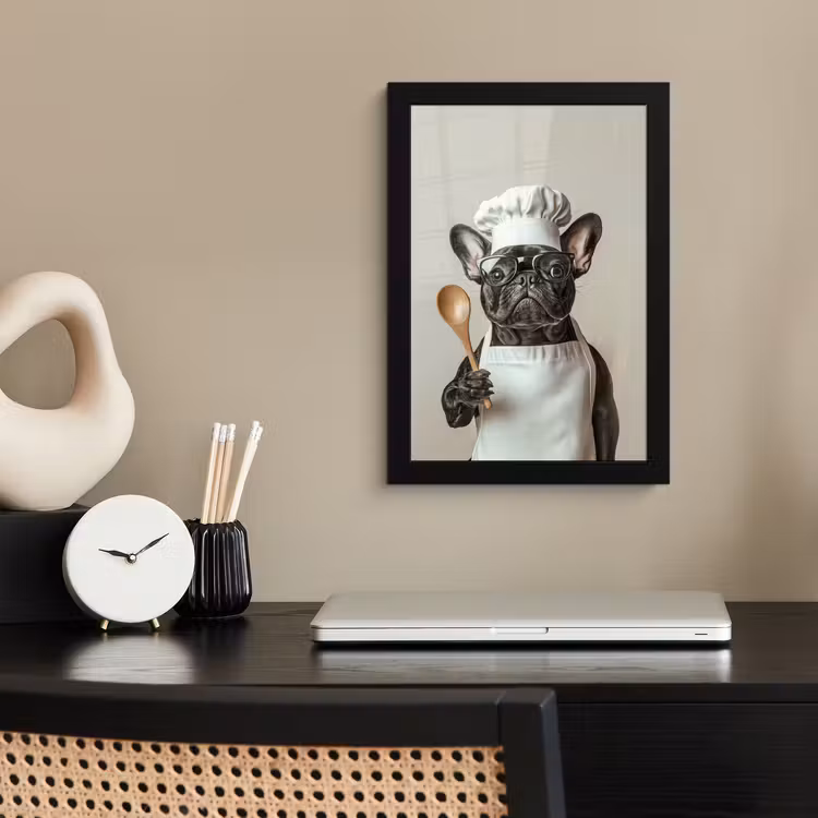 Bril - Hond - Kok fotolijst zwart zonder passe partout klein -sfeer1