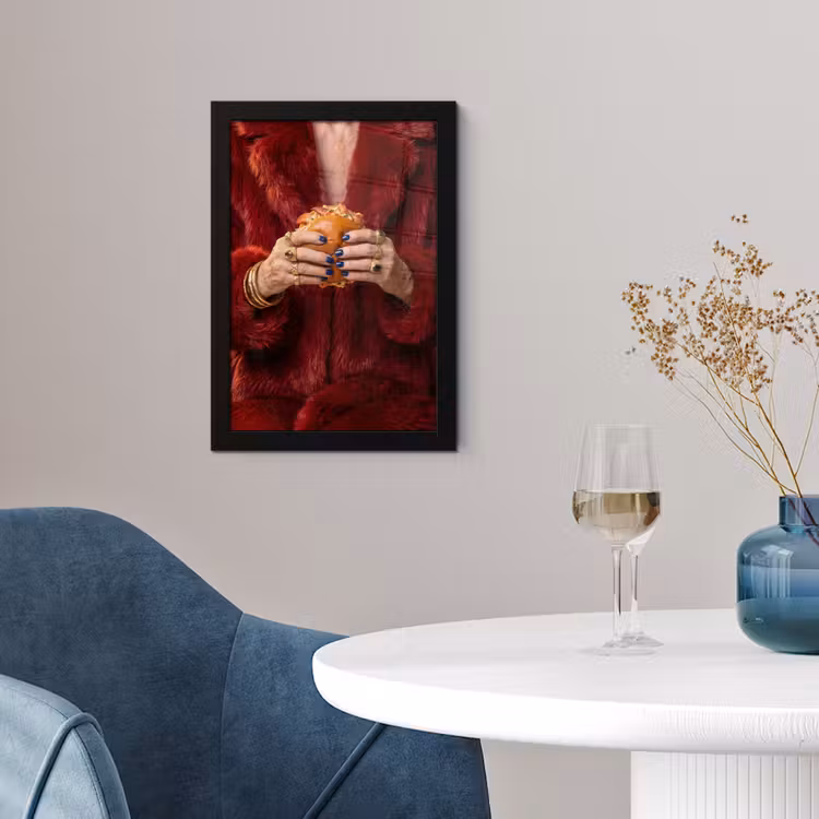 Broodje - Bontjas - Goud fotolijst zwart zonder passe partout klein -sfeer4