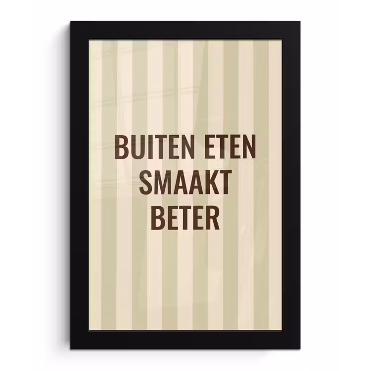 Buiten - Quote - Strepen - Zomer fotolijst zwart zonder passe partout klein -3d