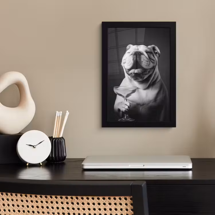 Buldog - Hond - Glas fotolijst zwart zonder passe partout klein -sfeer1