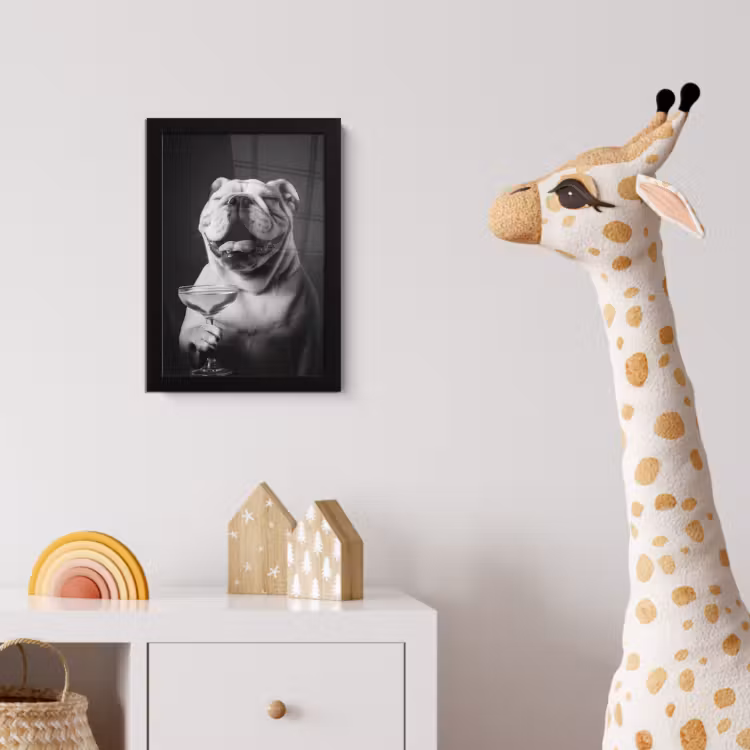 Buldog - Hond - Glas fotolijst zwart zonder passe partout klein -usfeer4_kinderkamer