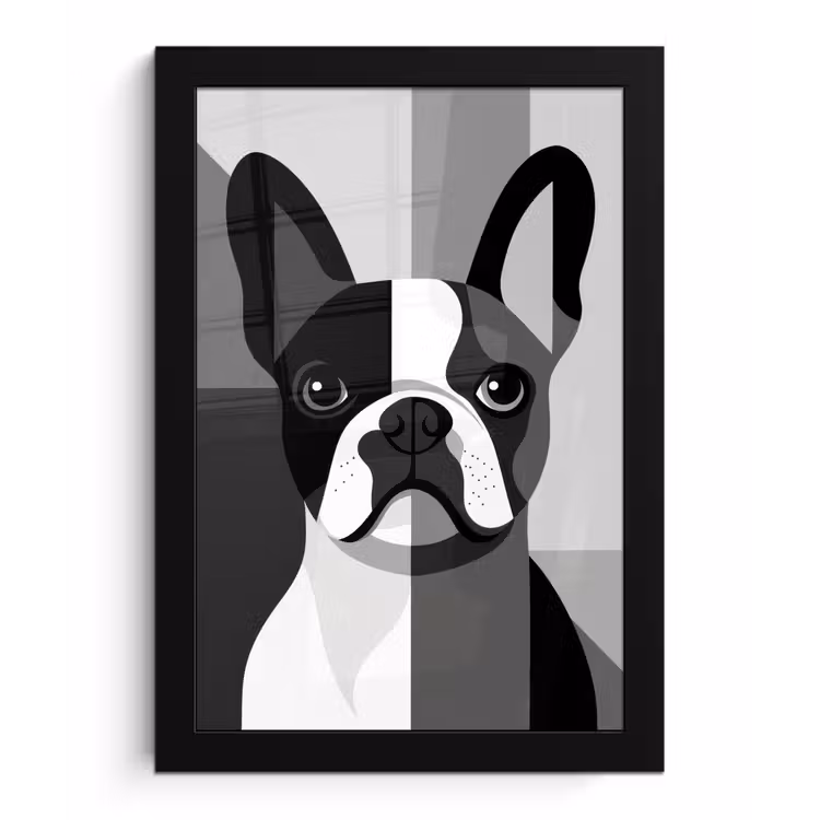 Buldog - Zwart - Abstract - Vlakken fotolijst zwart zonder passe partout klein -3d