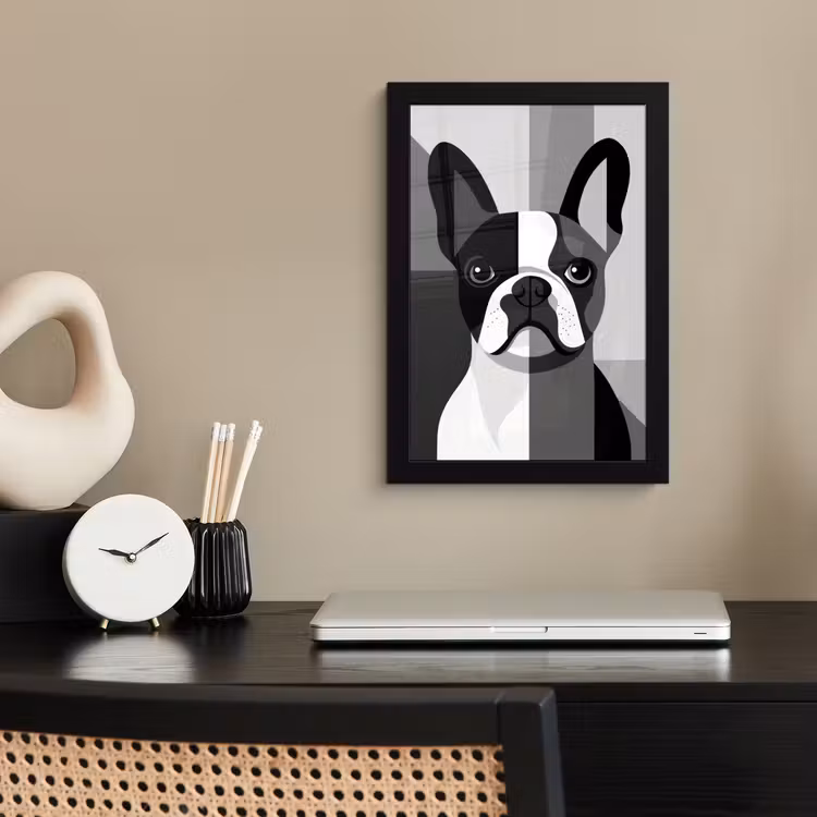 Buldog - Zwart - Abstract - Vlakken fotolijst zwart zonder passe partout klein -sfeer1