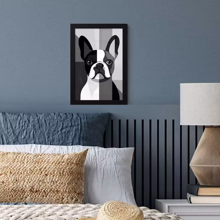 Buldog - Zwart - Abstract - Vlakken fotolijst zwart zonder passe partout klein -sfeer3
