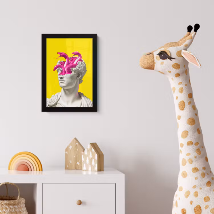Buste - Slangen - Geel fotolijst zwart zonder passe partout klein -usfeer4_kinderkamer