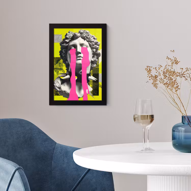 Buste - Verf - Geel fotolijst zwart zonder passe partout klein -sfeer4