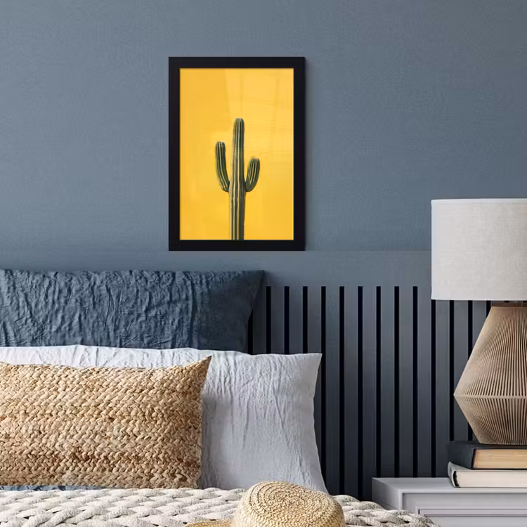Cactus - Groen - Minimalistisch fotolijst zwart zonder passe partout klein -sfeer3