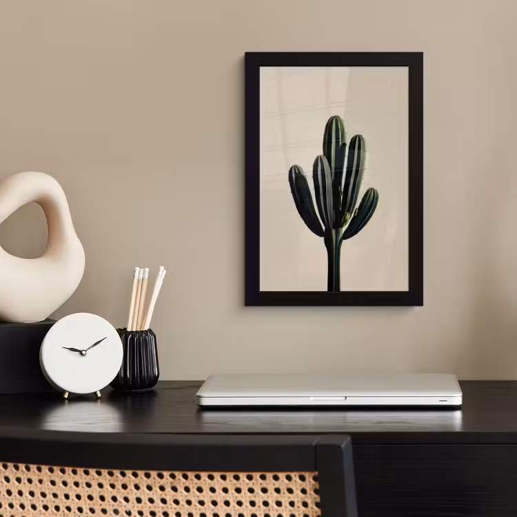 Cactus - Subtiel - Groen fotolijst zwart zonder passe partout klein -sfeer1