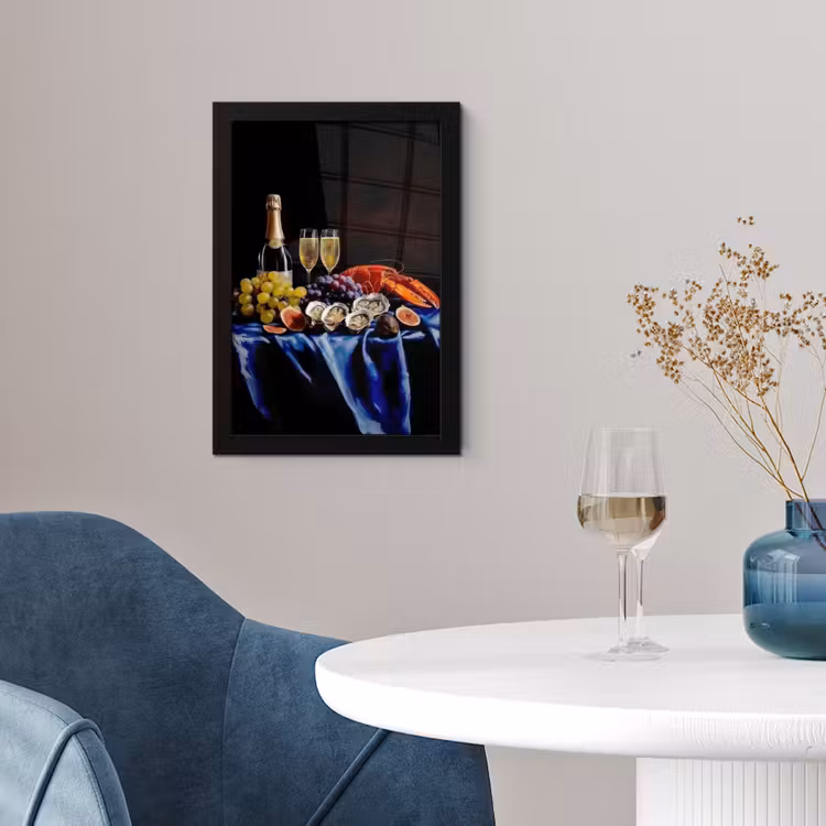 Champagne - Luxe - Oesters fotolijst zwart zonder passe partout klein -sfeer4