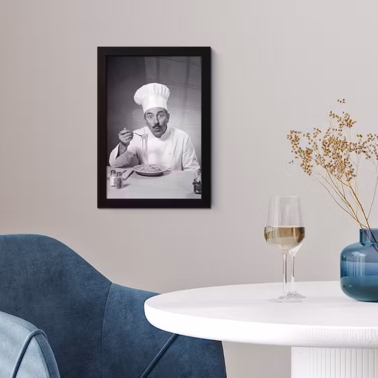 Chef - Spaghetti - Pasta fotolijst zwart zonder passe partout klein -sfeer4