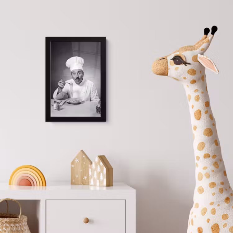 Chef - Spaghetti - Pasta fotolijst zwart zonder passe partout klein -usfeer4_kinderkamer