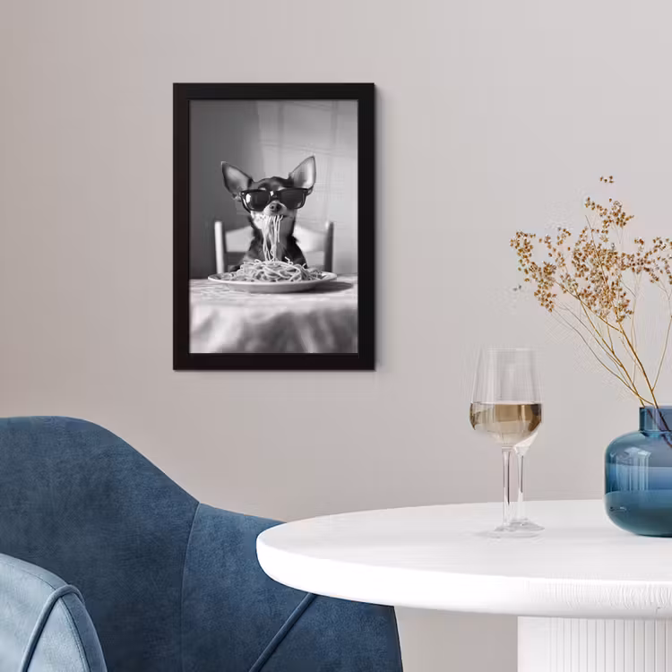 Chihuahua - Hond - Zonnebril - Humoristisch - Zwart - Wit - Spaghetti fotolijst zwart zonder passe partout klein -sfeer4