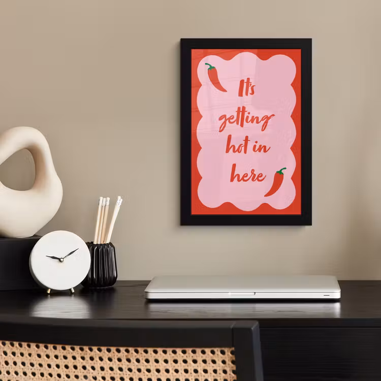 Chilipeper - Red - Hot - Quotes fotolijst zwart zonder passe partout klein -sfeer1