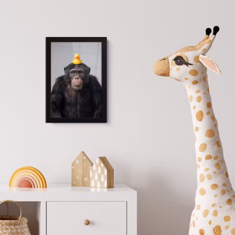 Chimpansee - Badeend - Grijs fotolijst zwart zonder passe partout klein -usfeer4_kinderkamer
