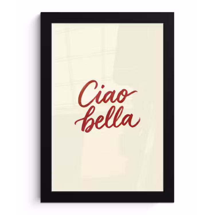 Ciao bella - Rood - Wit - Minimalistisch fotolijst zwart zonder passe partout klein -3d