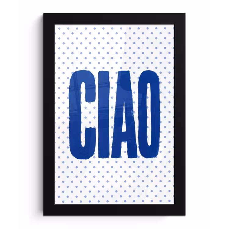 Ciao - Blauw - Stippen fotolijst zwart zonder passe partout klein -3d